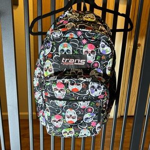 Jansport Trans Black Backpack with Colorful Skull Design